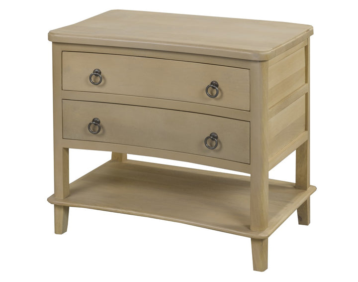 Suliet Solid Wooden Oak Nightstand With Two Storage Drawers