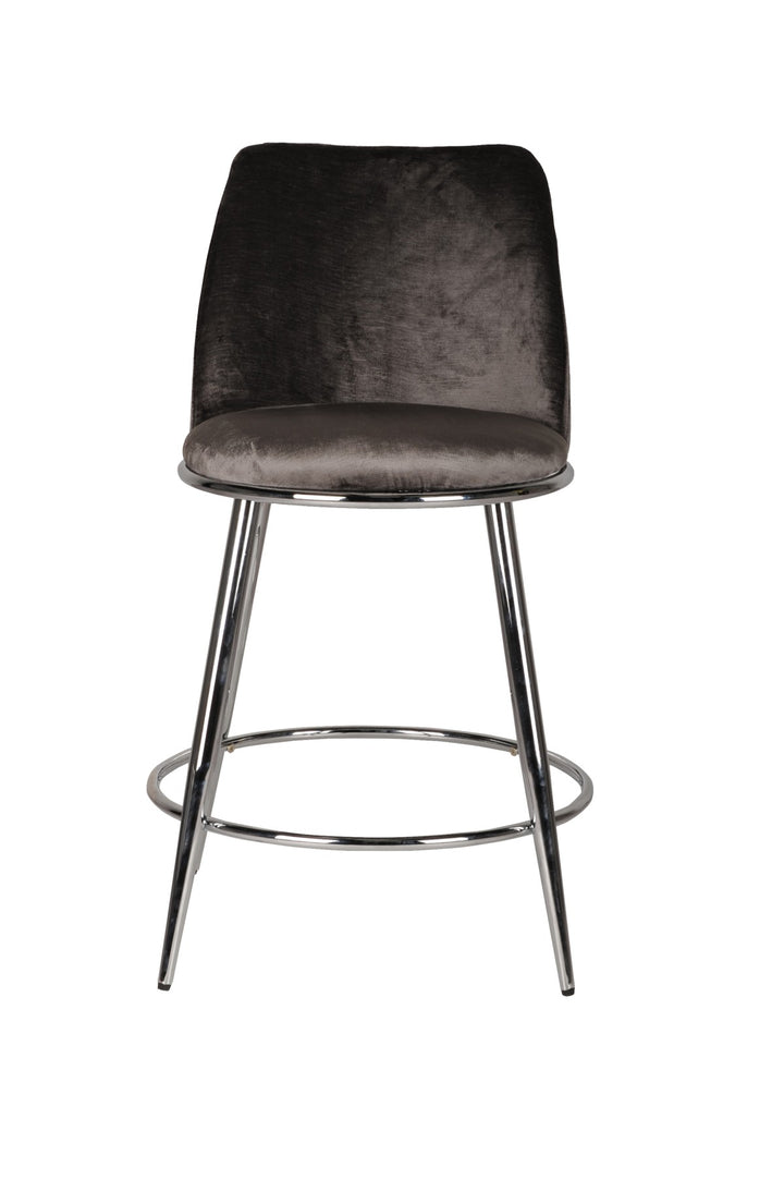 Nova Grey Counter Stool – Set of 2 | Modern Design with Chrome Legs & Footrest