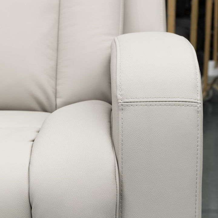 Sudex Beige Power Recliner Chair In Top Grain Leather
