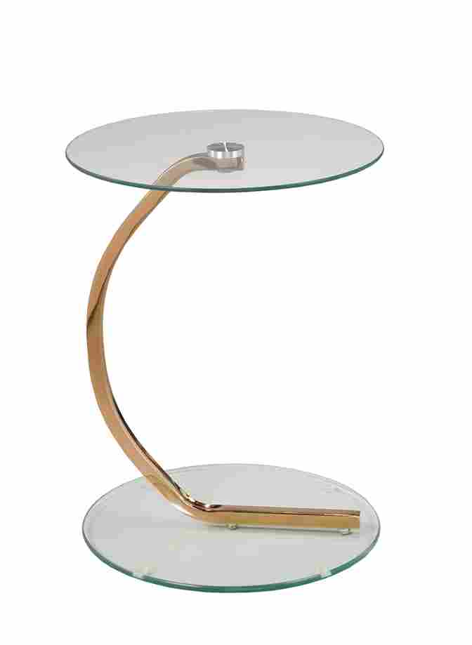 Contemporary Rose Gold Accent Table with Tempered Glass Top - Stylish and Versatile