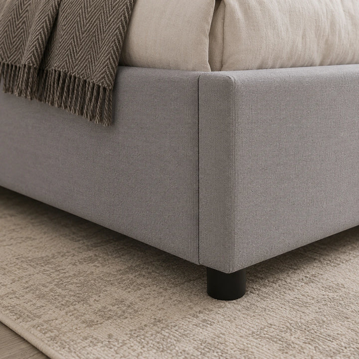 Malibu Fabric Upholstered Platform Bed Frame With Storage - Grey