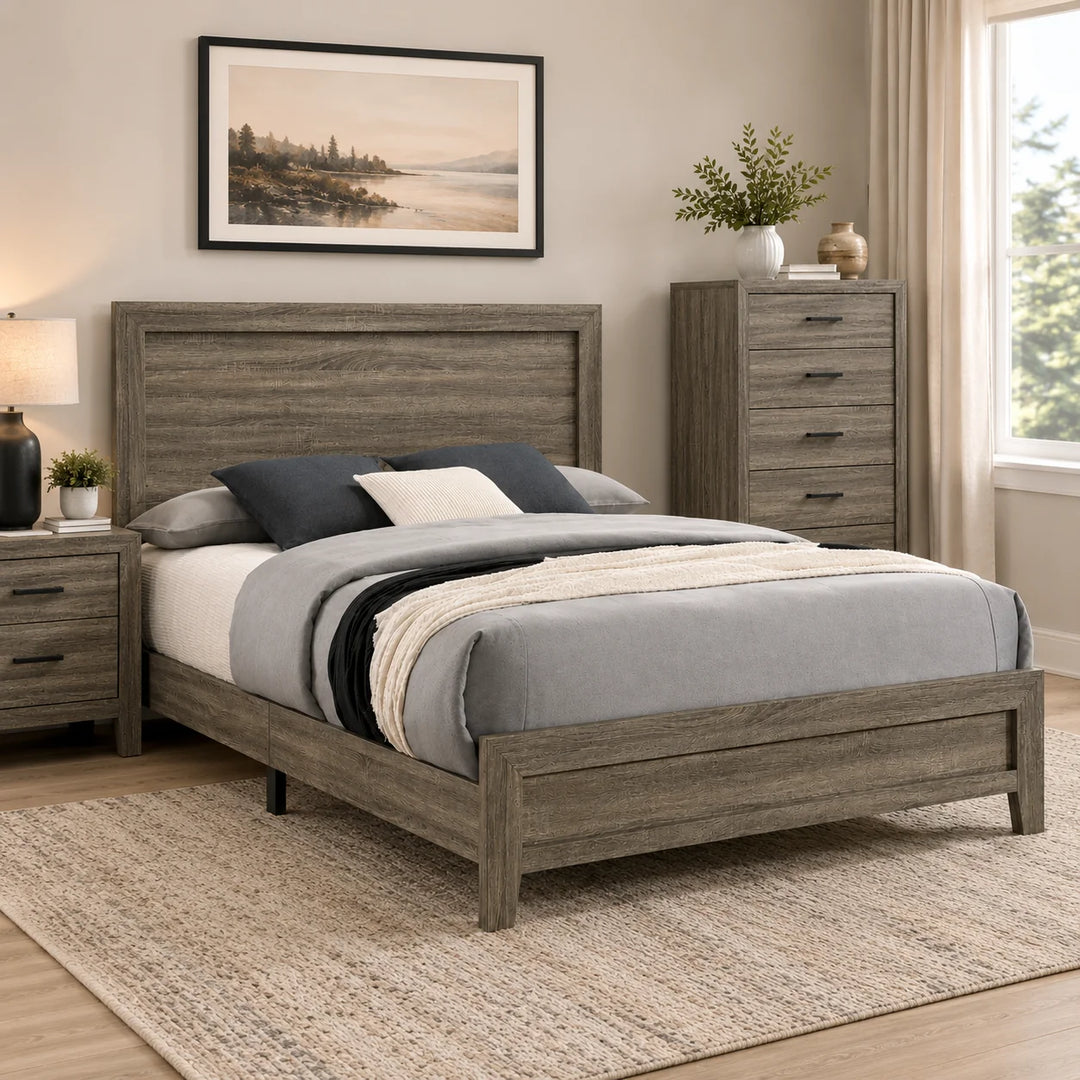 Verra Wooden Platform Bed Frame - Grey