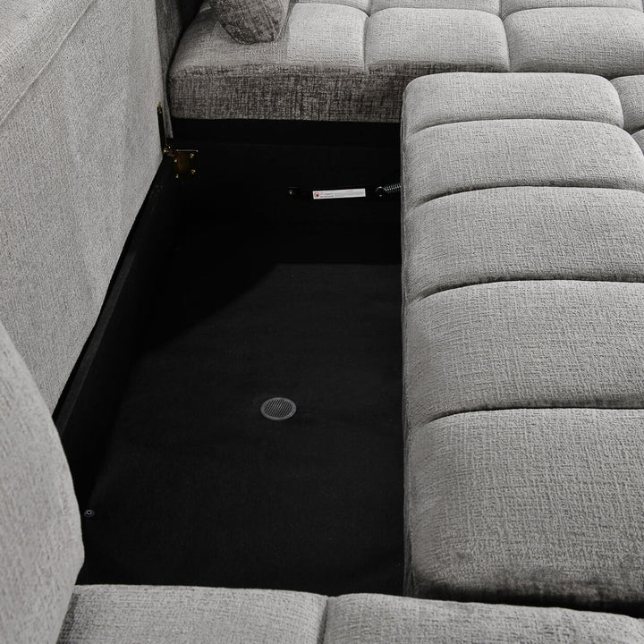 Modrest 3-Piece Sectional Sofa Bed In Fabric Upholstery - Graphite