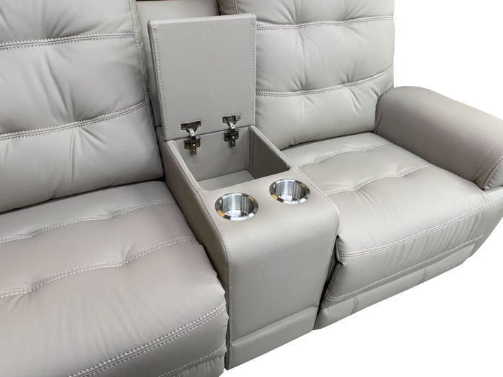 Nolan Taupe Power Recliner Loveseat in Aire-Leather Upholstery