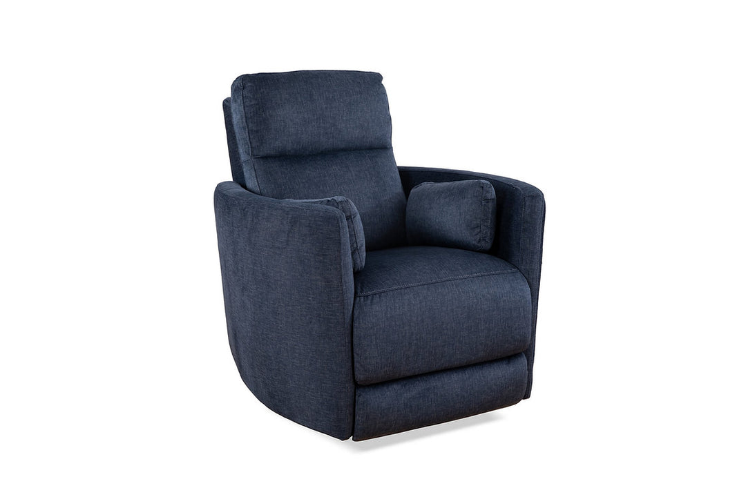 Tacaz Blue Manual Recliner Chair In Soft Gun Metal Fabric Upholstery