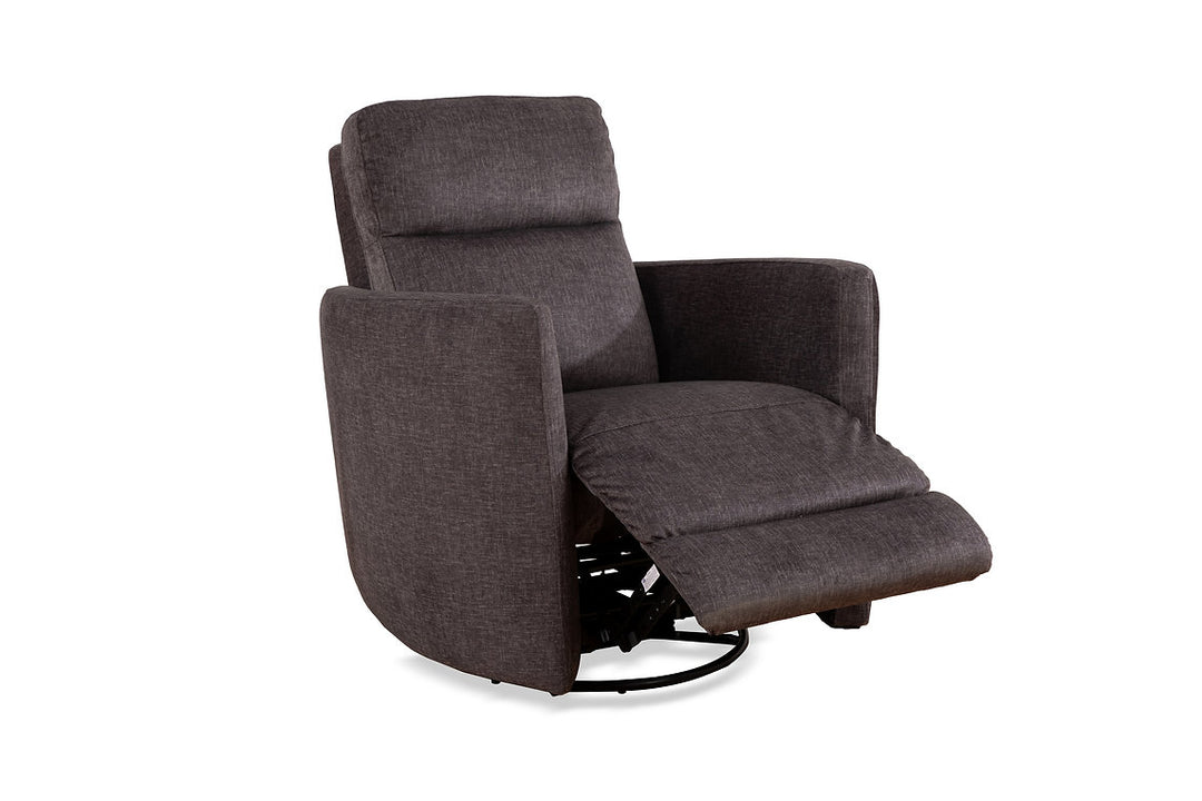 Tacaz Charcoal Manual Recliner Chair In Soft Gun Metal Fabric Upholstery