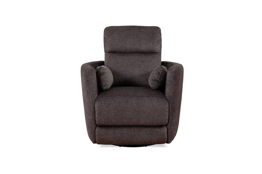 Tacaz Charcoal Manual Recliner Chair In Soft Gun Metal Fabric Upholstery