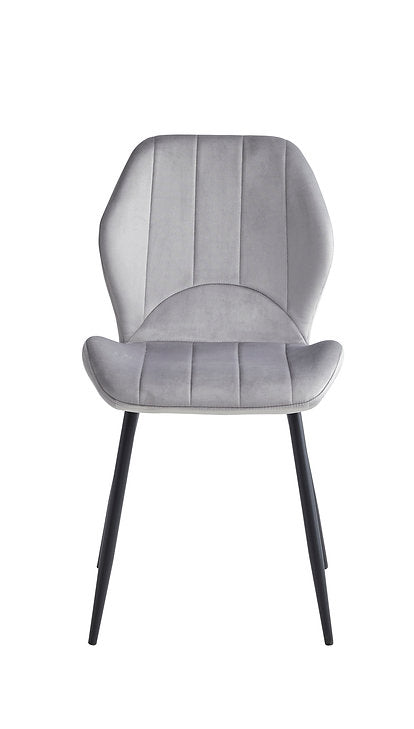 Luis Dining Table Set For 6 With Light Grey Velvet Upholstered Chairs
