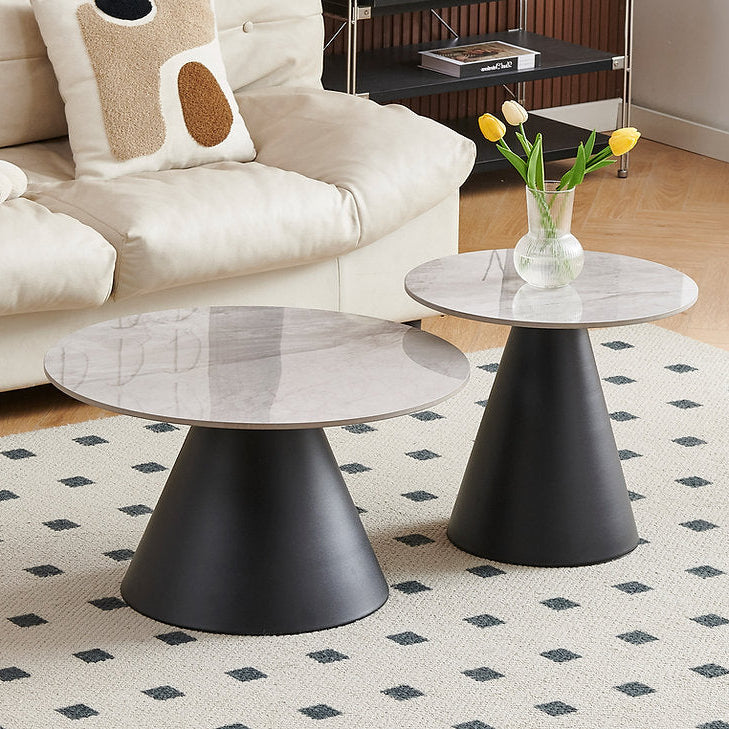 Jaffin 2-Piece Black Coffee Table Set With Sintered Stone Marble Top