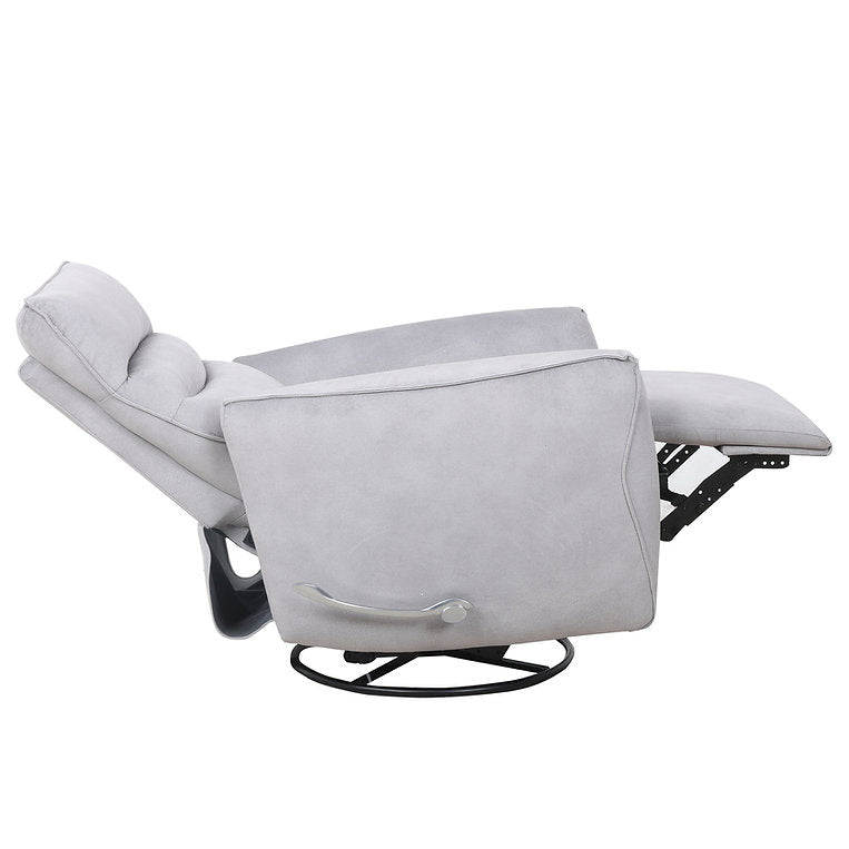 Mezain Silver Grey Rocker Recliner Chair In Fabric Upholstery