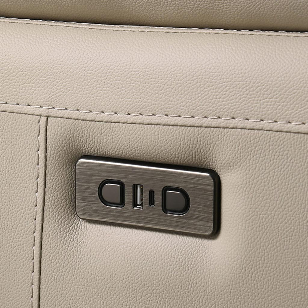 Mclaren Beige Power Recliner Chair In Leather Upholstery