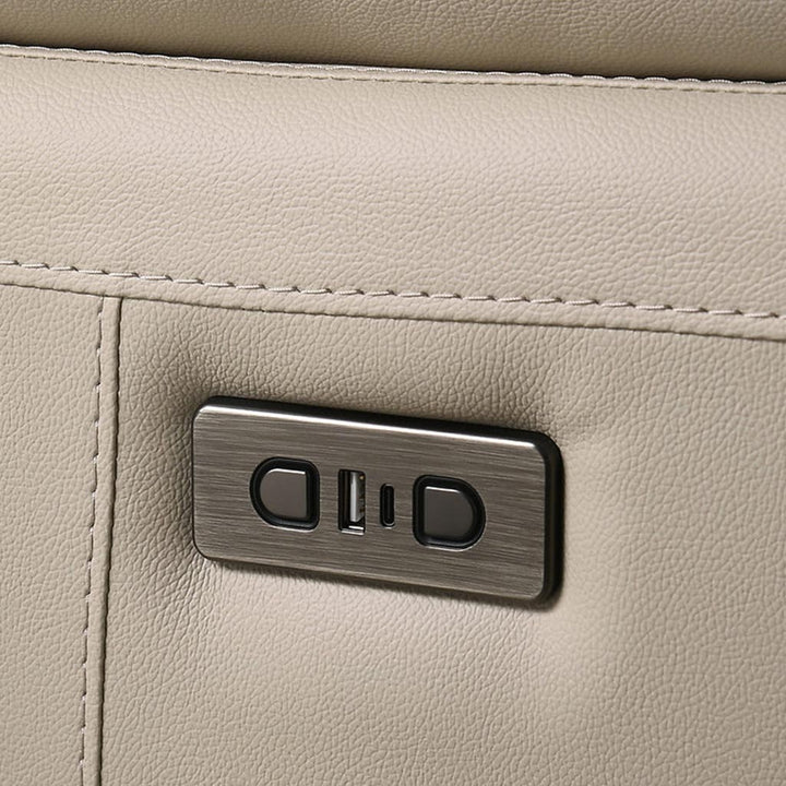 Mclaren Beige Power Recliner Chair In Leather Upholstery