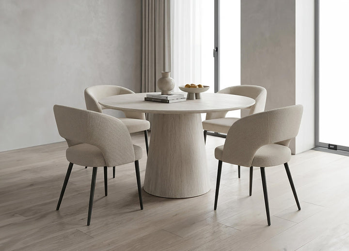 Fatal Cream 5-Piece Dining Table Set With Fabric Upholstered Chairs