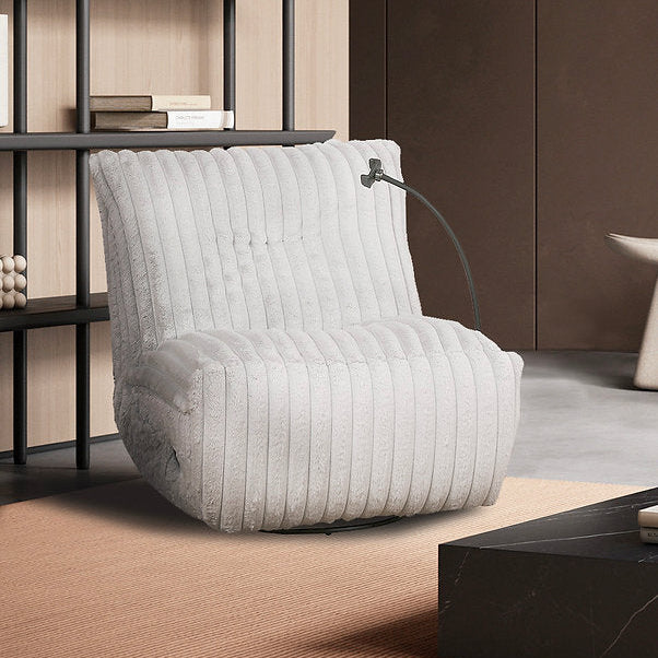 Viscal White Manual Recliner Chair With Fabric Upholstery