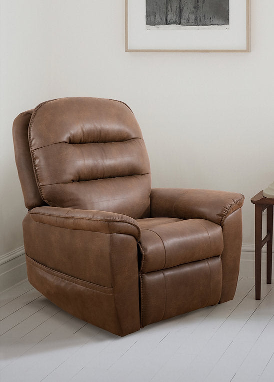 Seville Brown Power Recliner Chair In PU Leather Upholstery