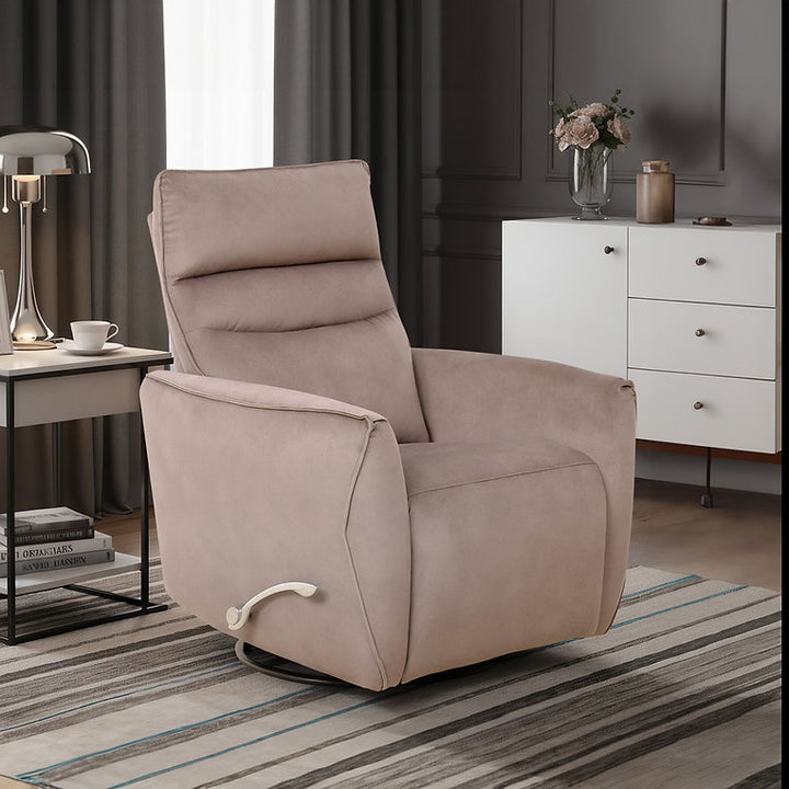 Mezain Taupe Rocker Recliner Chair In Fabric Upholstery
