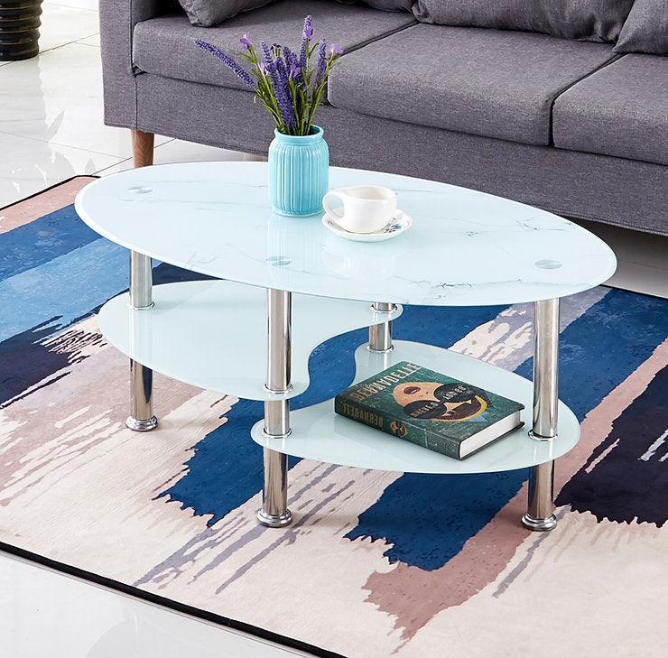 Merci Coffee Table With White Marble Glass Top