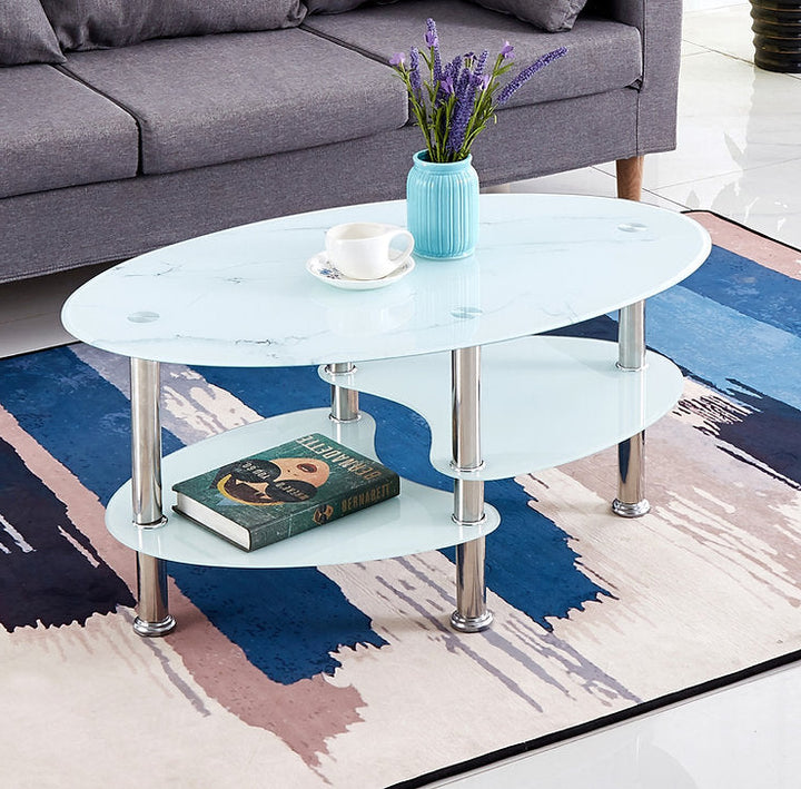 Merci Coffee Table With White Marble Glass Top