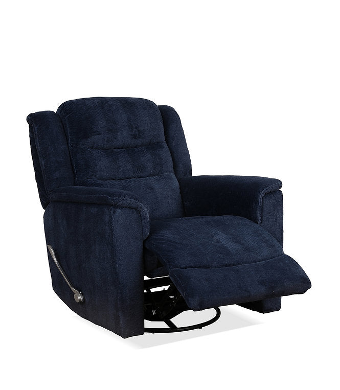 Langer Deep Blue Manual Recliner Chair In Fabric Upholstery