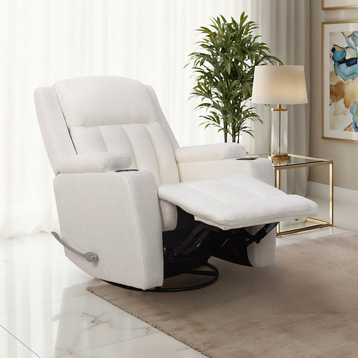 Neutron Ivory Rocker Recliner Chair With Fabric Upholstery