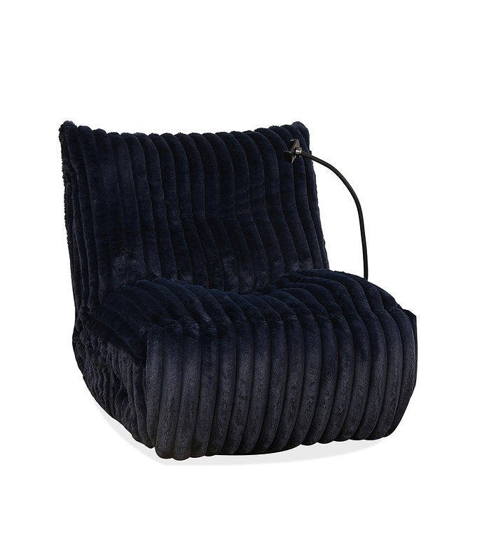 Viscal Navy Blue Manual Recliner Chair With Fabric Upholstery