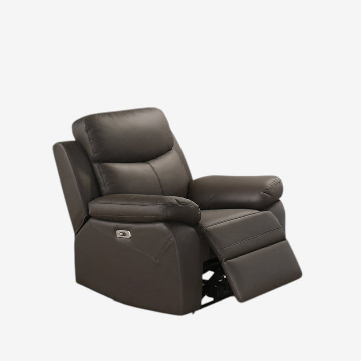 Vinny Dark Brown Power Recliner Chair In Leather Upholstery