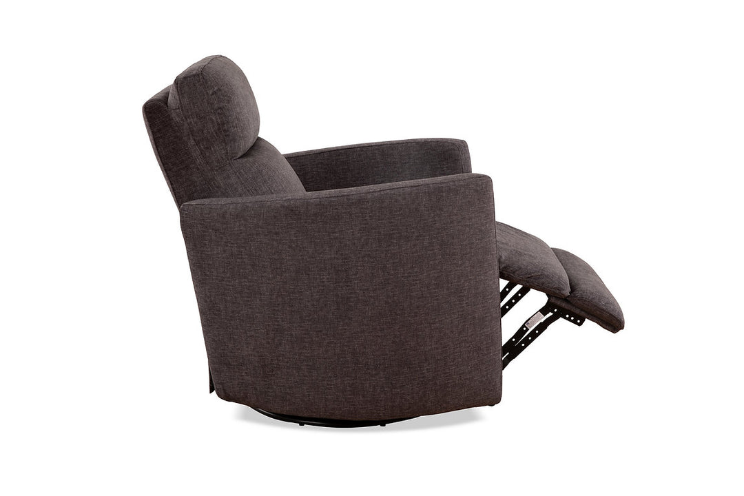 Tacaz Charcoal Manual Recliner Chair In Soft Gun Metal Fabric Upholstery