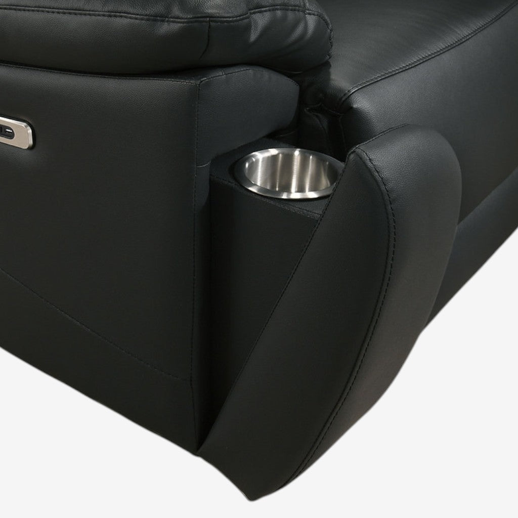 Jersey Black Power Recliner Chair In Genuine Leather
