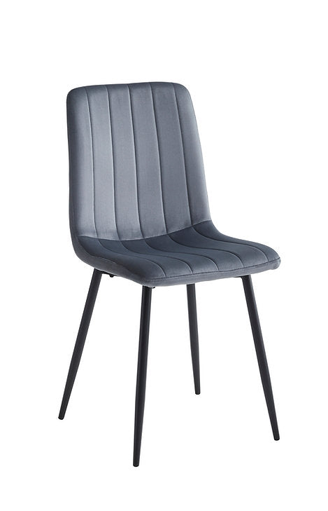 Moris 7-Piece Dining Table Set With Dark Grey Velvet Upholstered Chairs