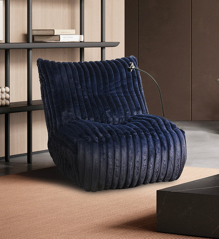 Viscal Navy Blue Manual Recliner Chair With Fabric Upholstery
