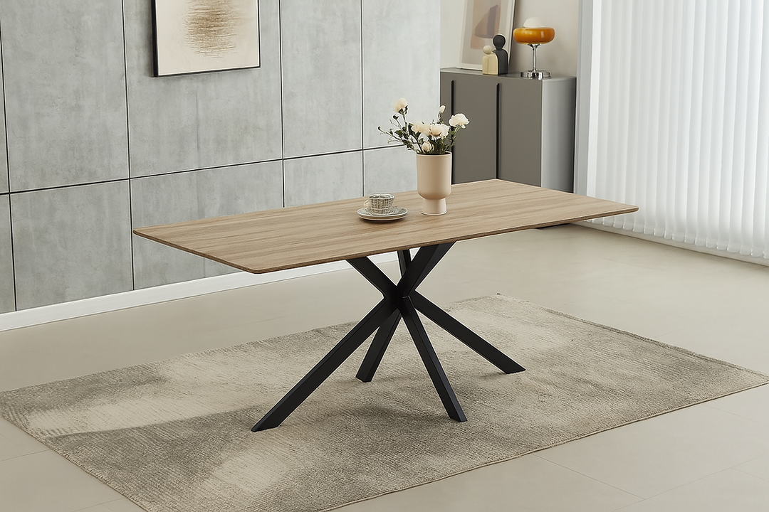 Cester 7-Piece Dining Table Set With Beige Velvet Upholstered Chairs