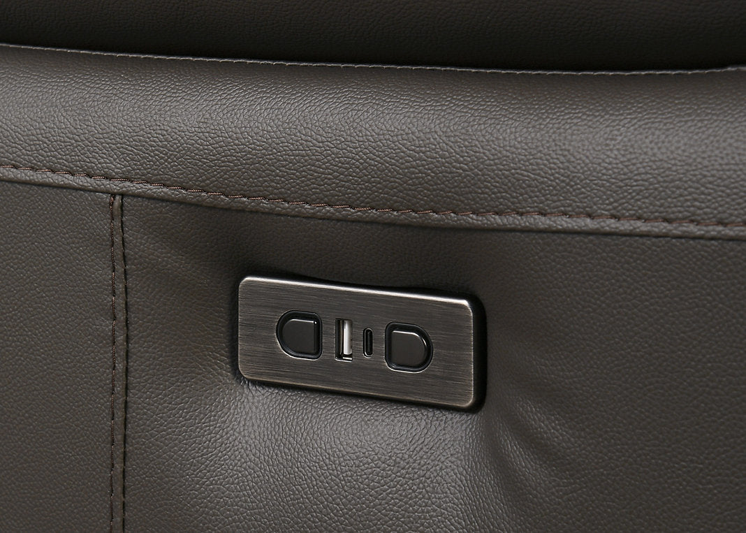 Jersey Chocolate Brown Power Recliner Chair In Leather Upholstery