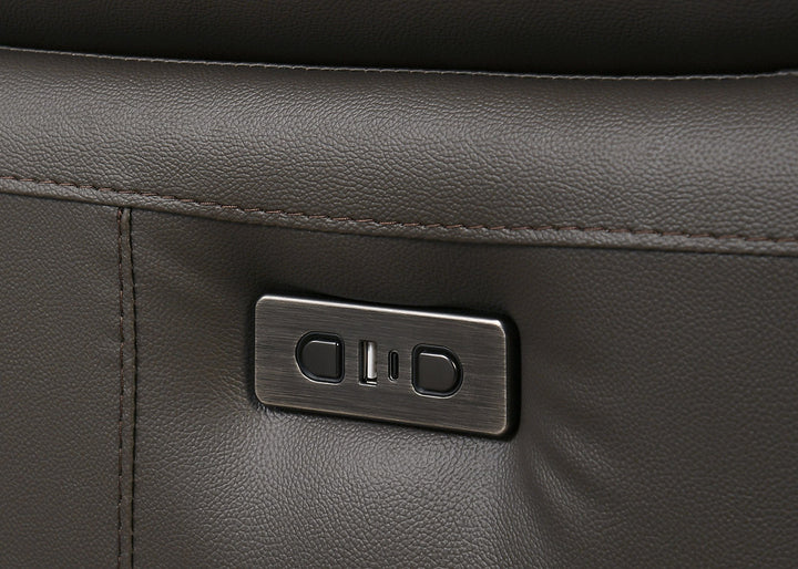 Jersey Chocolate Brown Power Recliner Chair In Leather Upholstery