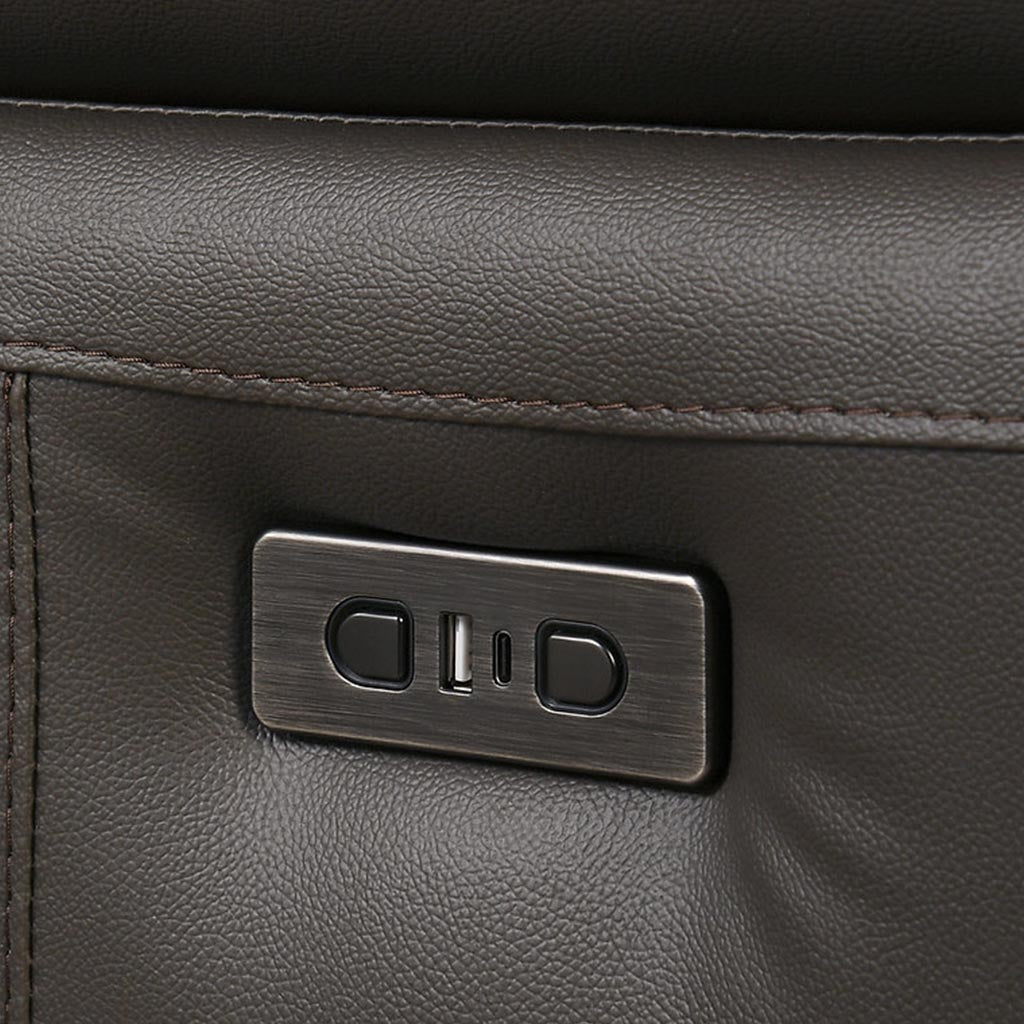 Jersey Chocolate Brown Power Recliner Chair In Genuine Leather