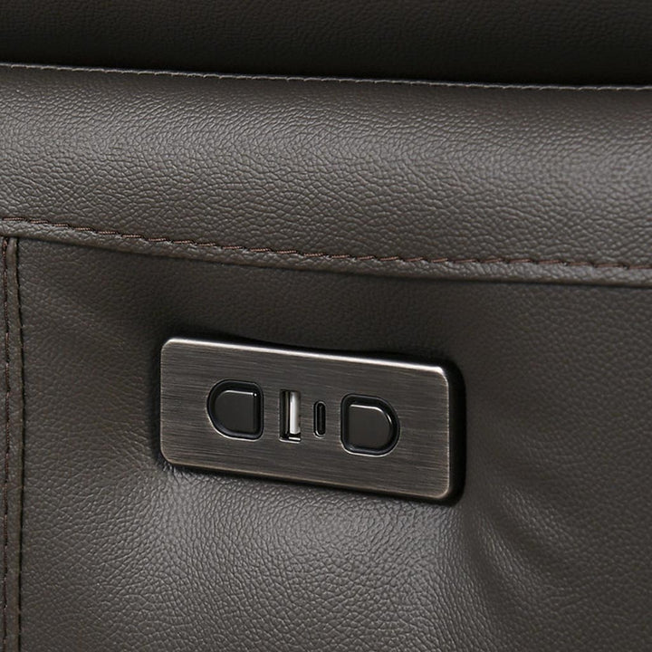 Jersey Chocolate Brown Power Recliner Chair In Genuine Leather