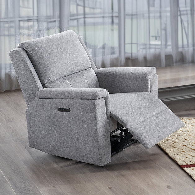Kelly Grey Power Recliner Chair In Leather Upholstery - Side View