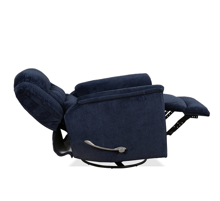 Langer Deep Blue Manual Recliner Chair In Fabric Upholstery