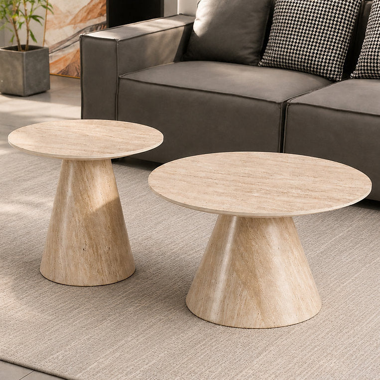 Millo Beige 2-Piece Coffee Table With Stone Top