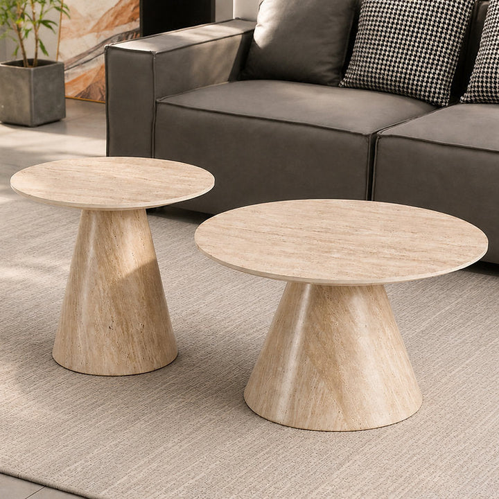Millo Beige 2-Piece Coffee Table With Stone Top