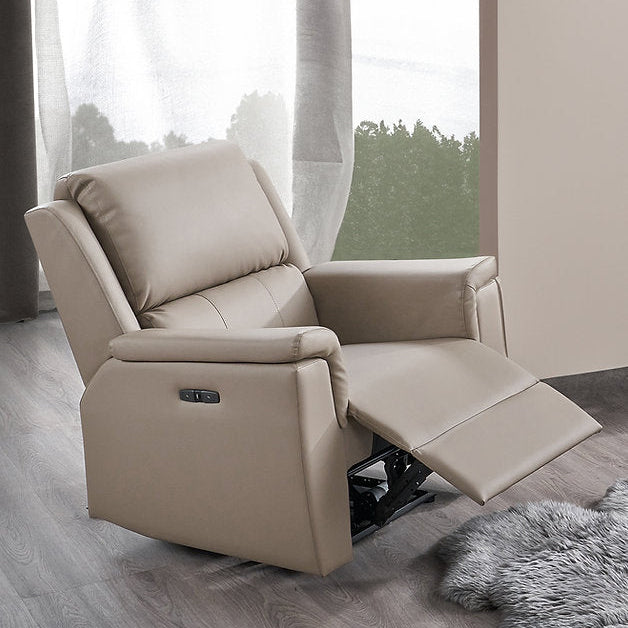 Kelly Stone Power Recliner Chair In Leather Upholstery - Side View