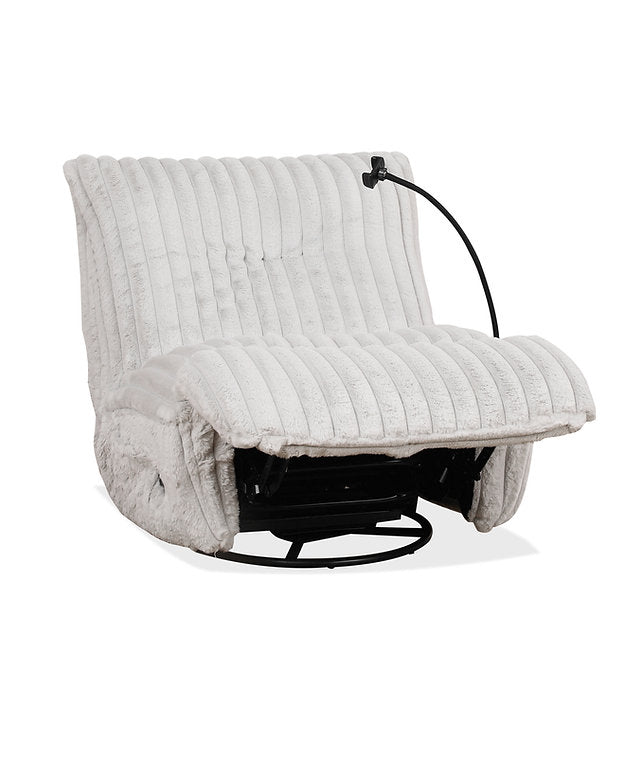 Viscal White Manual Recliner Chair With Fabric Upholstery