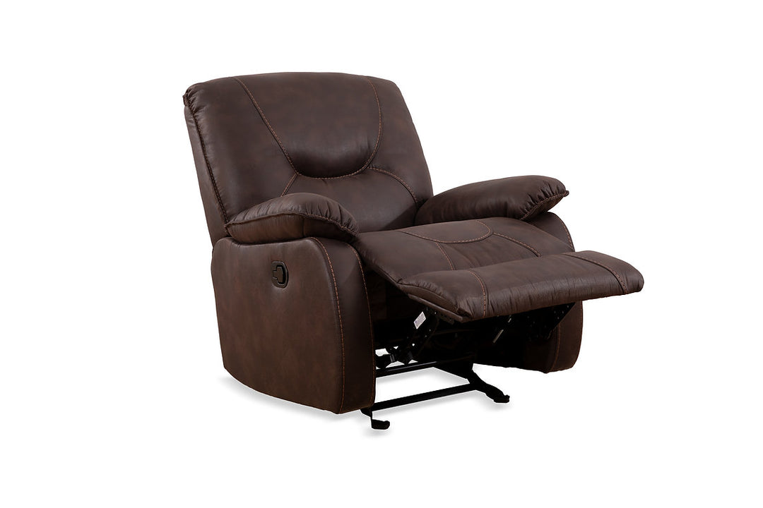 Eburn Brown Manual Rocking Chair In Elephant Skin Fabric Upholstery