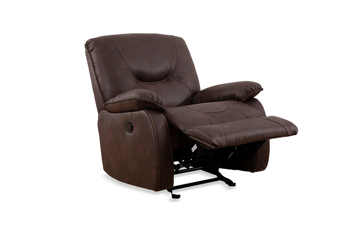 Eburn Brown Manual Rocking Chair In Elephant Skin Fabric Upholstery