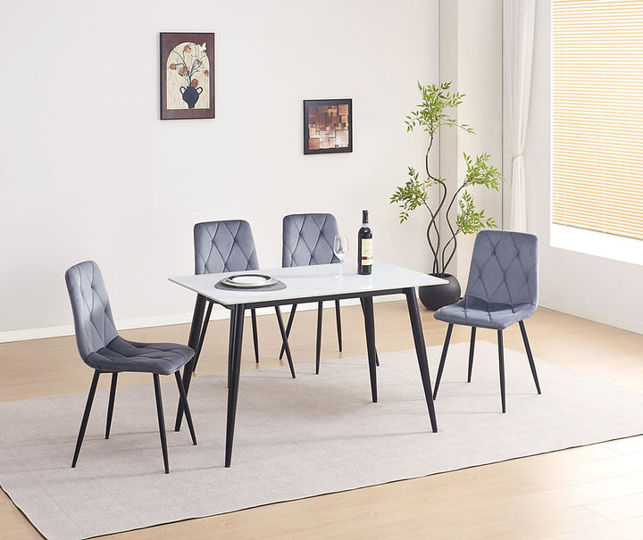 Croft 5-Piece Dining Table Set With Velvet Upholstered Chairs