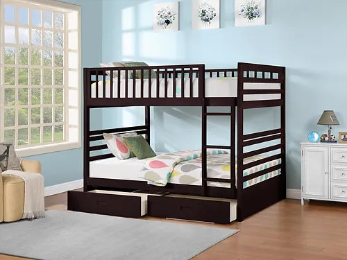 Espresso Full/Full Bunk Bed with Storage Drawers