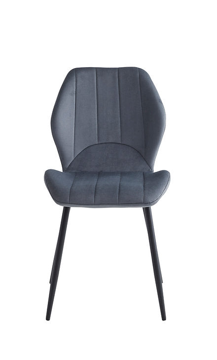 Luis Dining Table Set For 6 With Dark Grey Velvet Upholstered Chairs