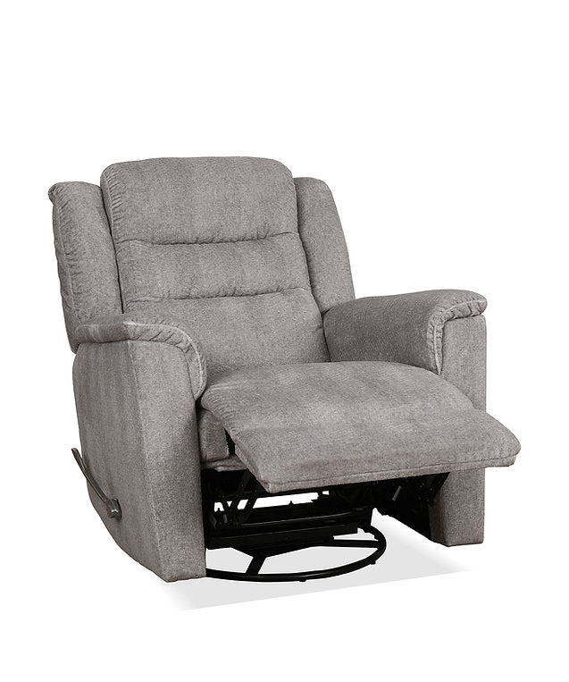 Langer Grey Manual Recliner Chair In Fabric Upholstery