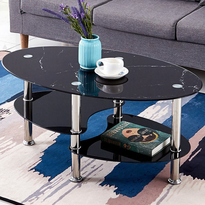 Merci Coffee Table With Black Marble Glass Top