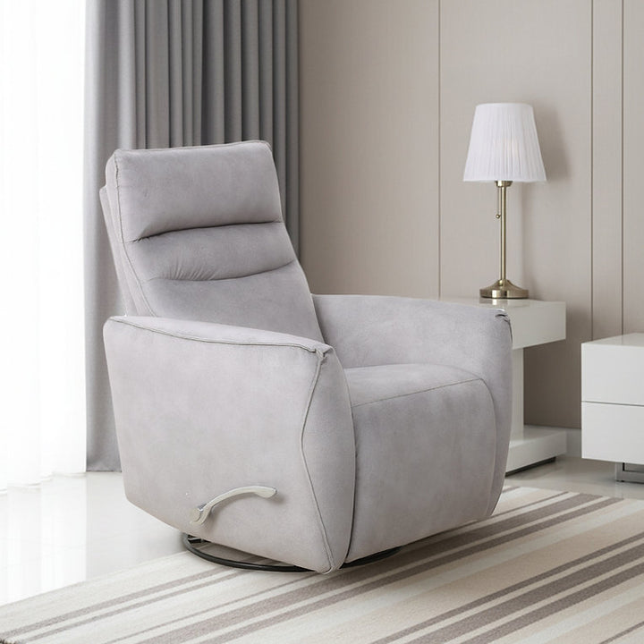 Mezain Silver Grey Rocker Recliner Chair In Fabric Upholstery