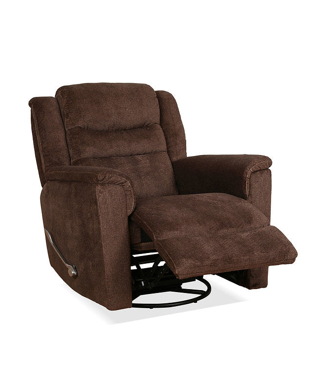 Langer Brown Manual Recliner Chair In Fabric Upholstery